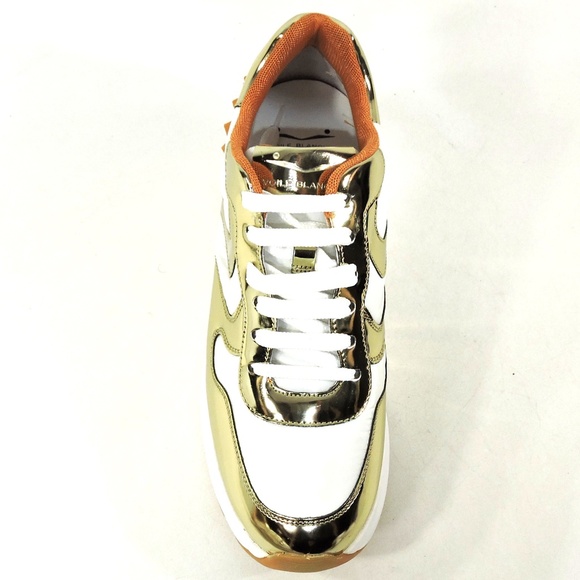 VOILE BLANCHE 🇮🇹 WOMEN'S GOLD LEATHER COMFORT FASHION SNEAKERS - Picture 6 of 8